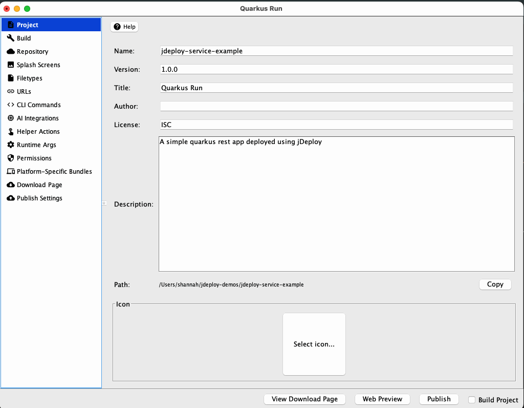 Project tab