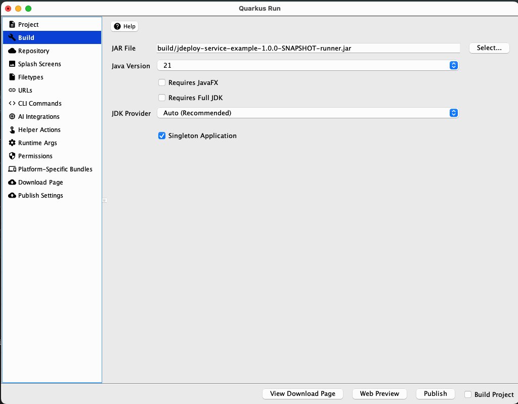 Build tab