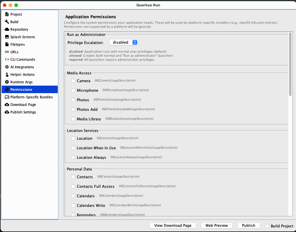 Permissions tab